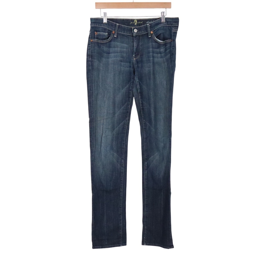 7 For All Mankind Jeans Womens 30 Straight Leg Blue Stretch Denim Excellent